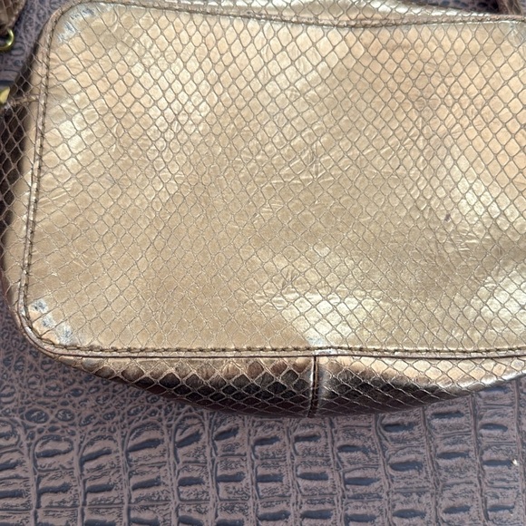 Madewell Metallic Gold Crossbody Bag Adjustable Strap Leather Small - Picture 10 of 16
